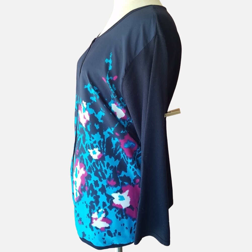 Investments II Plus Size Abstract Floral-Print Cardigan - 2X - Picture 2 of 10